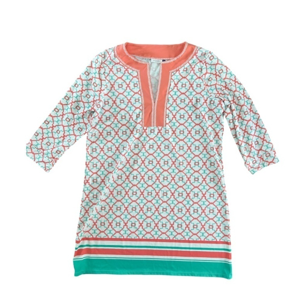 Cabana Life Orange Aqua Teal White UPF +50 Sun Dress Cover Up Size 0X‎